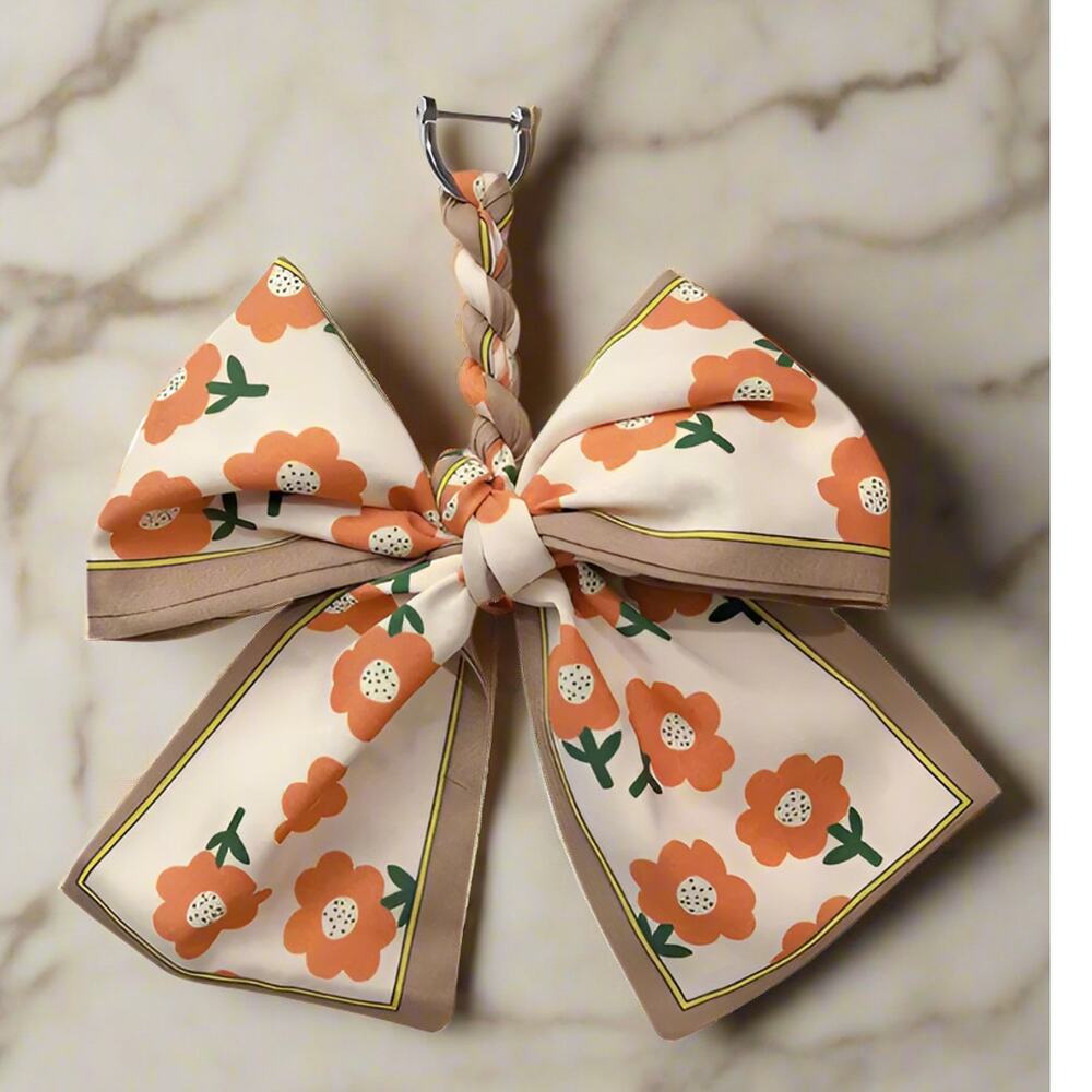 Coquette Floral Orange Scarf Bow Purse Charm